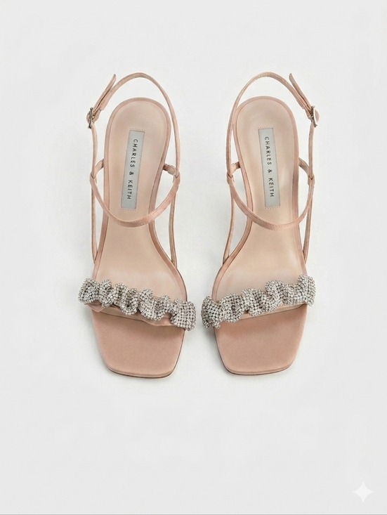 Charles & Keith Shoes - Charles & Keith Gem-Embellished Satin Stilettos